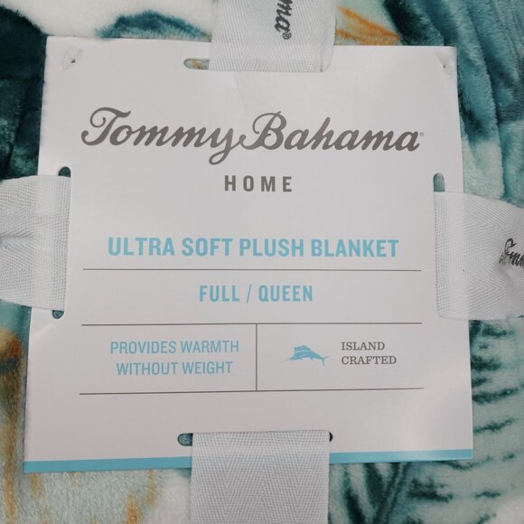 Tommy Bahama Full Queen Ultra Soft Plush Blanket 90"x90" Tropical Polyester - Picture 3 of 9